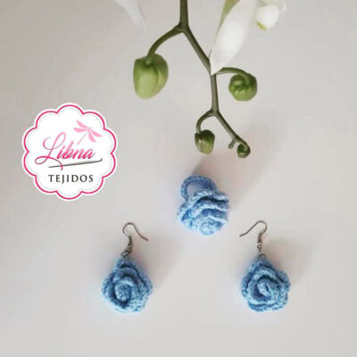 Zarcillos y anillo a Crochet en hilo hipoalergénico